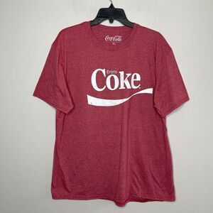 COCA-COLA Mens Logo Graphic Tee Sz Extra Large XL Poly-Cotton Red Distressed